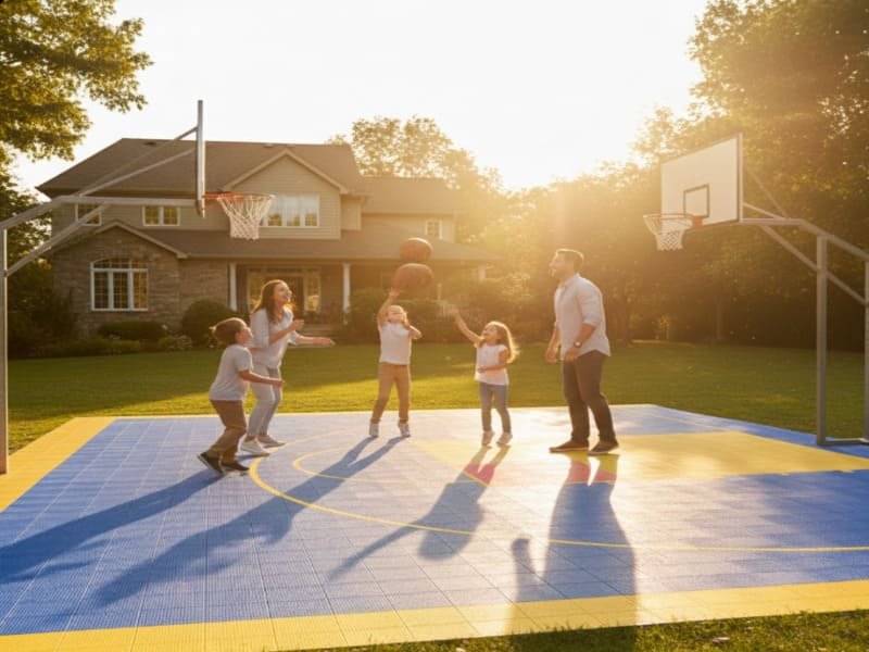 Betonfundament für Basketballplatz